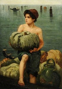 Boy Unloading A Venetian Market Boat — Hilda Montalba