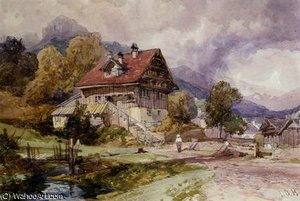 Chalet, brunnen, lake lucerne