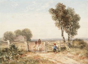Boy Opening Gate For Sheep — David Cox