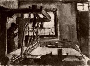 Interior With A Weaver Facing Right — Vincent Willem Van Gogh, Realism
