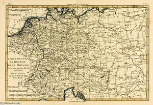 Germany, Bohemia And Hungary, With Part Of Poland, From 'atlas De Toutes Les Parties Connues Du Glob — Rigobert Bonne (charles Marie Rigobert Bonne)