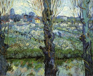 Orchard In Bloom With Poplars — Vincent Willem Van Gogh, Post-impressionism
