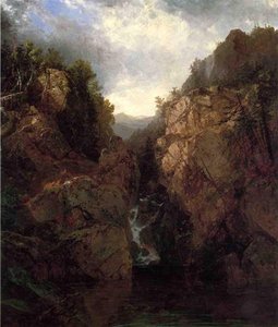 A Woodland Waterfall — John Frederick Kensett, Hudson River School