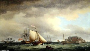 Shipping Off Castle Cornet — Thomas Whitcombe