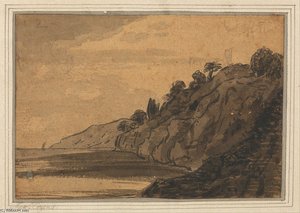 Coastal Scene With Wooded Cliff