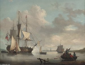 A British Frigate Announcing Her Departure From The Estuary