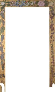 Decorative Door Surround Featuring A Floral Composition And Trailing Leaves On A Gold Background — Marianne North