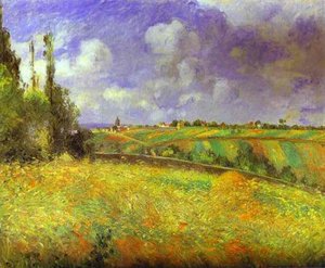 Rye Fields At Pontoise. Côte Des Mathurins — Camille Pissarro, Impressionist Landscape