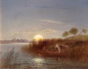 River Scene By Moonlight — Arthur Gilbert