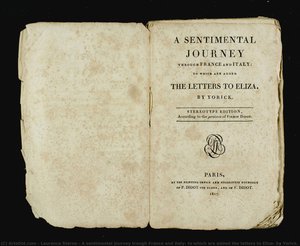 A Sentimental Journey Trough France And Italy: To Which Are Added The Letters To Eliza, By Yorick. Stereotype Edition, According To The Process Of Firmin Didot — Laurence Sterne, Other