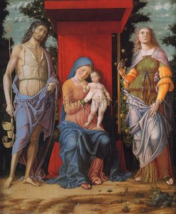 Virgin And Child With The Magdalen And St John The Baptist — Andrea Mantegna