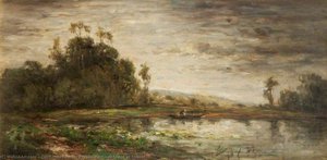 River Scene At Sunset — Charles-françois Daubigny