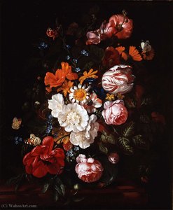 Bouquet Of Flowers In A Glass Vase (private Collection) — Philip Van Kouwenbergh