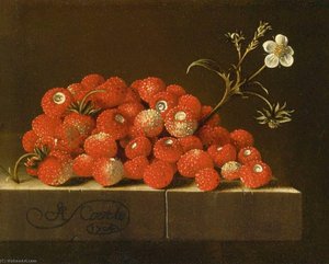 Wild Strawberries On A Ledge — After Adriaen Coorte