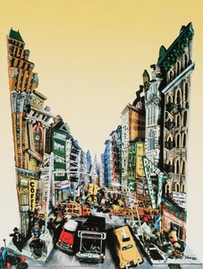Looking Along Broadway Towards Grace Church — Red Grooms