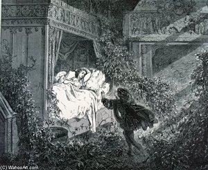 The Prince Coming Into The Princess's Bedroom At The Enchanted Castle, Illustration For 'the Sleeping Beauty' By Charles Perrault — Paul Gustave Doré