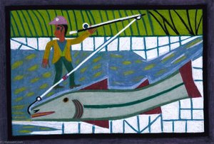 Man With Great Fish — Eddie Arning