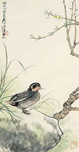 PEAR BLOSSOMS AND DUCK