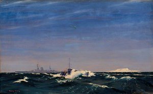 Big And Little Hms 'glorious' And A Motor Launch At The Island Of Inchkeith Under Snow — Charles Pears