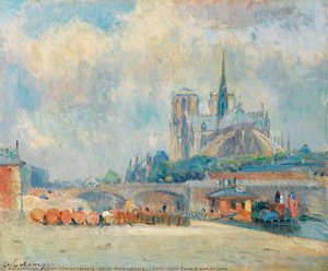 Paris, Notre Dame Et Quai De Seine — Albert-charles Lebourg