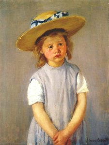 Little Girl In Big Straw Hat And Pinafore — Mary Stevenson Cassatt