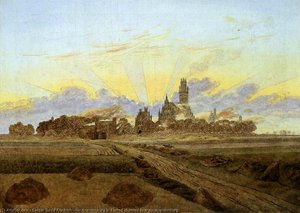 Neubrandenburg In Flames (sunrise Near Neubrandenburg) — Caspar David Friedrich, Romanticism