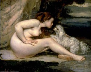 Nudo Con Cane , Parigi Louvre — Gustave Courbet, Realist Observation