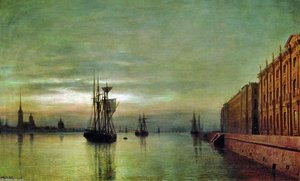 Neva At Night — Lef Feliksovich Lagorio