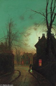 Figures On The Corner Of A Moonlit Street; — Wilfred Jenkins
