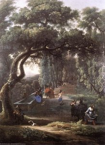 Figures In A Tree-lined Avenue — Michelangelo Cerquozzi, Baroque Art