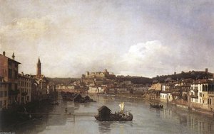 View Of Verona And The River Adige From The Ponte Nuovo — Bernardo Bellotto, Rococo