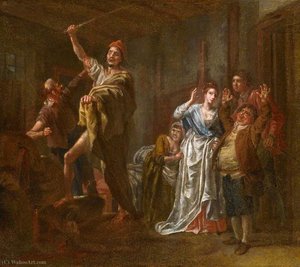 Don Quixote’s Battle With The Wine Skins — Francis Hayman