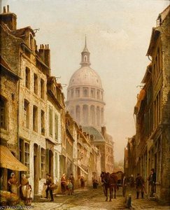 Street Scene, Boulogne Sur Mer — Cornelis Christiaan Dommelshuizen