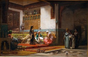 Moorish Interior — Frederick Arthur Bridgman, Orientalist Painting