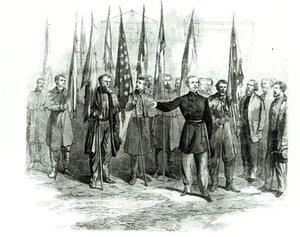 General Custer Presenting Captured Confederate Flags — Alfred Rudolph Waud