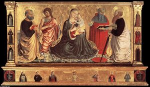 Madonna And Child With Sts John The Baptist, Peter, Jerome, And Paul — Benozzo Gozzoli