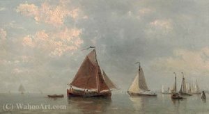 Sailing Vessels On A Calm — Everhardus Koster