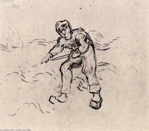 Sketch Of A Peasant Working — Vincent Willem Van Gogh, Post-impressionism