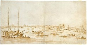 Panaromic View Of The Bacino Di San Marco, Looking Up The Giudecca Canal — Francesco Lazzaro Guardi
