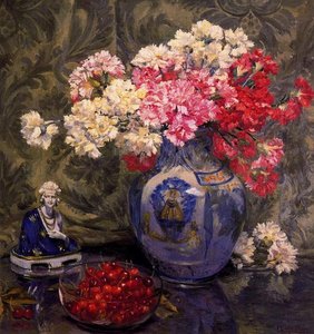 Vase With Flowers And Porcelain Figure — Ignacio Díaz Olano