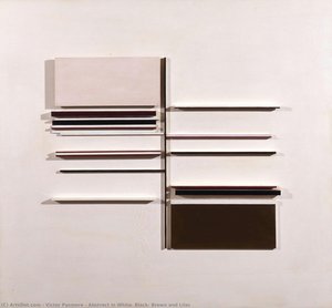 Abstract In White, Black, Brown And Lilac — Victor Pasmore