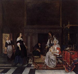 The Visit To The Nursery — Gabriel Metsu, Dutch Golden Age