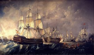 Battle of Cape St. Vincent: the ship Pelayo comes to the aid of the ship Santísima Trinidad