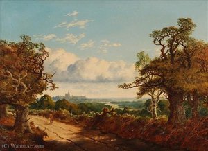 Egham Lane, Near Coopers Hill, Windsor Castle Beyond — Edward H. Niemann