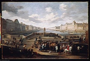 Vue De Paris Avec Le Louvre, Prise Du Pont Henri Iv — Hendrick Mommers, Dutch Golden Age