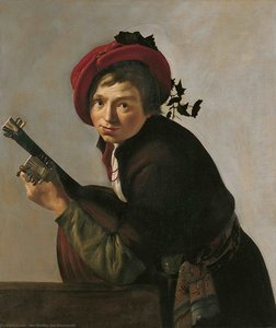 Young Man Playing A Theorbo — Jan Gerritsz Van Bronchorst