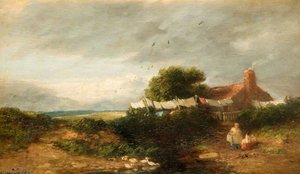 Cottage On Dulwich Common, A Windy Day — David Cox The Elder, Impressionism