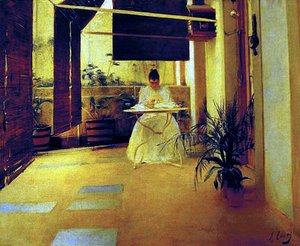 Mujer En El Patio — Ramon Casas I Carbó