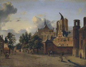 A Street In Cologne With The Unfinished Cathedral In The Centre — Jan Van Der Heyden