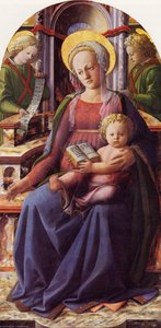 Madonna And Child Enthroned With Two Angels — Filippino Lippi